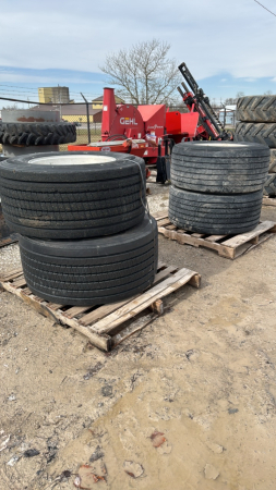 3 Used 44.5/50R22.5 Tires and Aluminum Rims