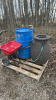 Poly Fertilizer Spreader, Rain Barrel, Blue Poly Barrel