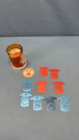 (9)Stacey Bros Metal Milk Tags &Qty of Bottle Caps