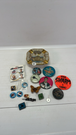 Quantity of Tin Collectable Lapel Buttons