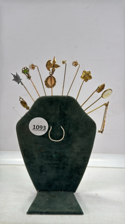 Approx. 11 Stick Pins in Velvet Covered Stand