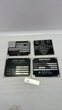 (4) Metal Cooper Energy Services Data Plates
