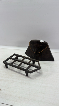 Wooden 9in Long Cow Bell & Steel 8in Long Trivet