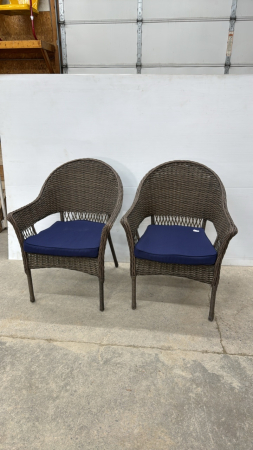 (2) Wicker Style Lawn Chairs