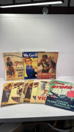 Approx. 10 Laminated War Time Reprinted Posters