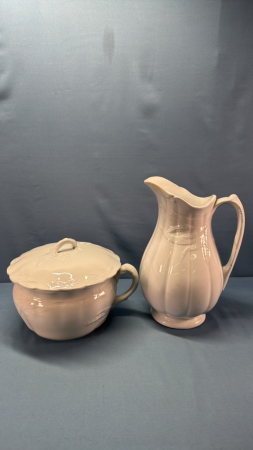 Wheat Pattern Chamber Pot & Pitcher
