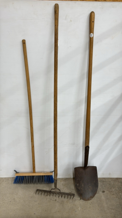 Garden rake, Round Mouth Shovel & 14in Broom