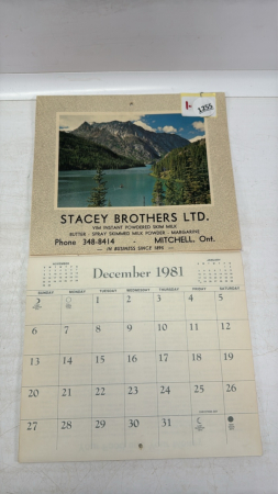 Stacey Brothers 1982 Calendar