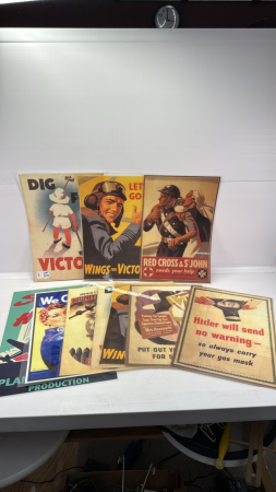 (10) War Time Laminated Posters