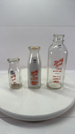 (3) Bottle Set of Stacey Bros Silk Screen Bottles