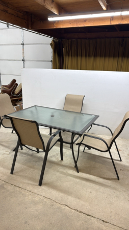 Glass Top Patio Table with 4 Chairs