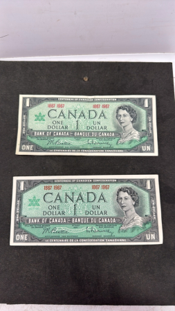 (2) 1867-1967 Centennial Dollar Bills