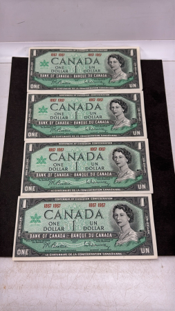 (4) 1867-1967 Centennial Dollar Bills