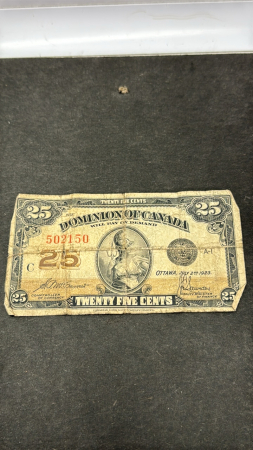 Dominon of Canada 1923 25Cent Shin Plaster