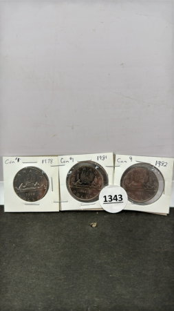 (3) Canadian One Dollar Coins