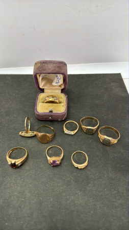 (9) 10K Gold Rings