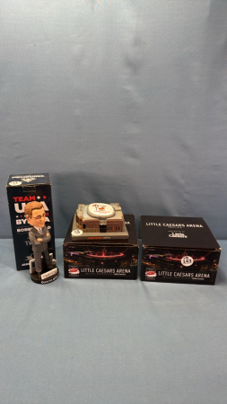 (2) Little Caesar's Replica Arena's&Bobble Head