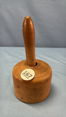 Wooden 3in Butter Press w/Leaf & Daisy Pattern