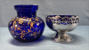 Cobalt Blue 4"Wide Jam Dish &4" Tall Embossed Vase - 2