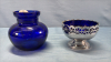 Cobalt Blue 4"Wide Jam Dish &4" Tall Embossed Vase - 4
