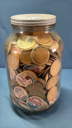 Gallon Jar of Assorted Milk Bottle Tops