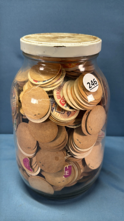 Gallon Jar of Assorted Milk Bottle Tops