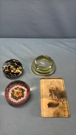 (4) Glass Paper Weights