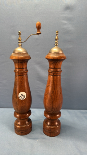 Pair of wooden 14in High Salt & Peppers