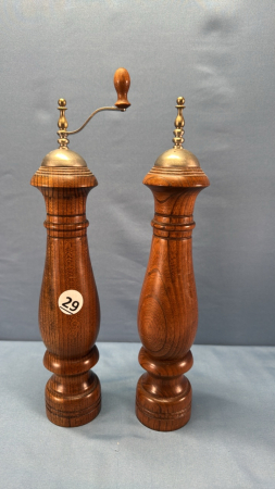 Pair of wooden 14in High Salt & Peppers