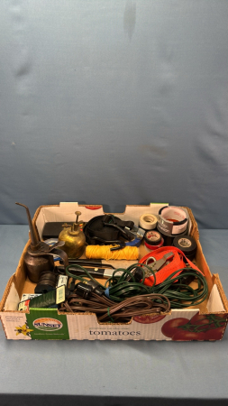 Assortment of Cords, Tape, Ratchet Straps Etc