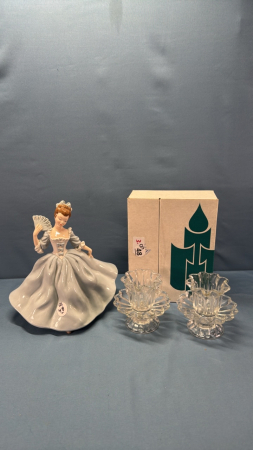 Partylite Candle Holder Set&10in Ceramic Figurine