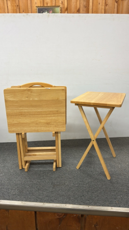 4PC Snack Tray Set with Stand
