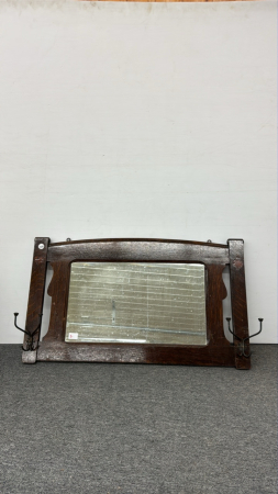 Wooden Hall Mirror with Hooks