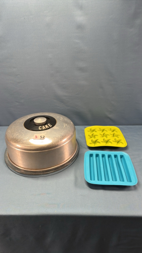 1950's Cake Saver&(2)Ikea Silicone Ice Cube Trays