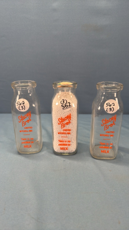 (3) Stacey Bros Square Silk Screened Half Pints