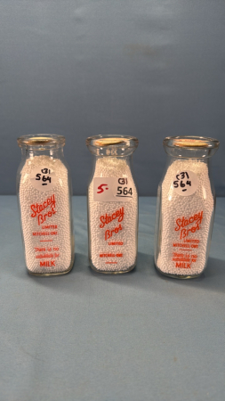 (3) Stacey Bros Square Silk Screened Half Pints