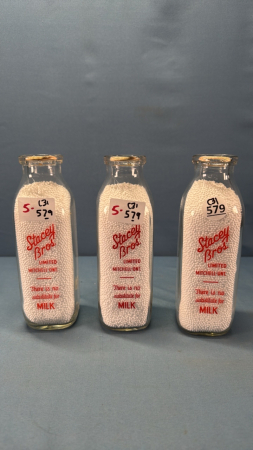 (3) Stacey Bros Square Silk Screened Pints