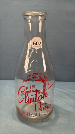 Clinton Dairy Round Silk Screened Quart