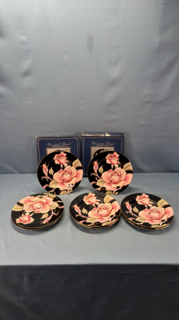 (8) 7.5in Plates Midnight Rose Pattern