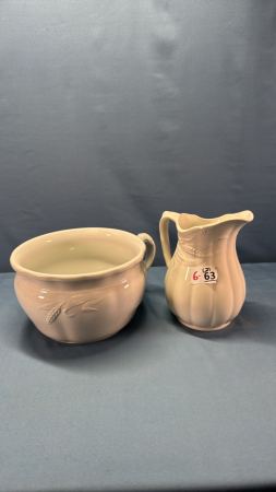 Wheat Pattern Chamber Pot&7in Tall Pitcher