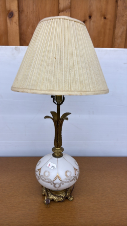 Table Lamp with White & Gold Globe Base