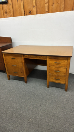 Oak Double Pedestal Office Desk