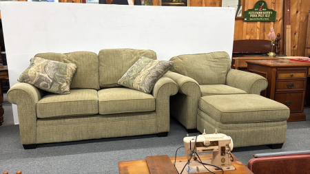 Canadian Made Chesterfield Chair & Ottoman