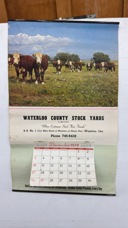 Waterloo Stockyards 1972 Calendar