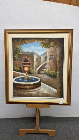 Italain Fountain Scene on Canvas