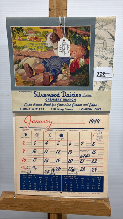 Silver Woods Dairy 1949 Calendar