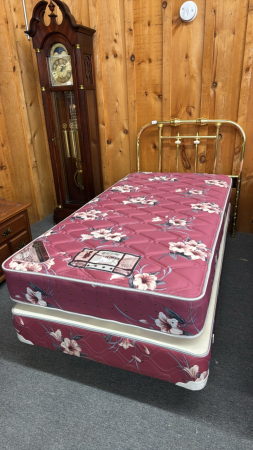 Single Bed with Brass Headboard