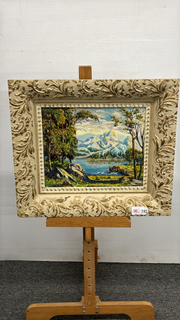 Mountain Peaks Painting on Board