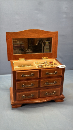 9in wide Jewellery Box w/Qty of Jewellery