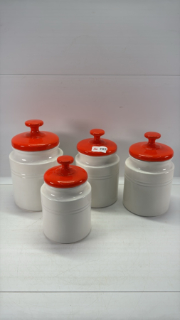 Set of 4 Porcelain Kitchen Cannisters